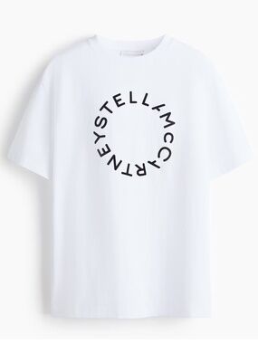 NWT Stella McCartney White OVERSIZED Logo PRINTED T-SHIRT Size US XL